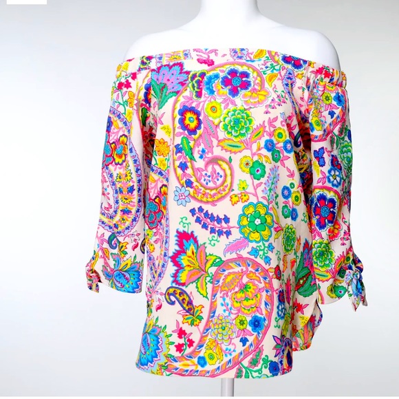 glam Tops - Glam off the shoulder floral paisley top small